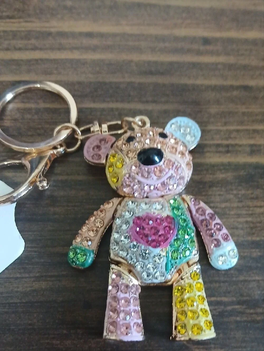 Crystal Teddy Bear Keychain Charm - Multicolor